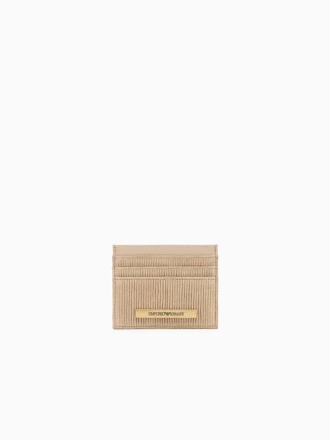 EMPORIO ARMANI EMBOSSED SUEDE CARD HOLDER