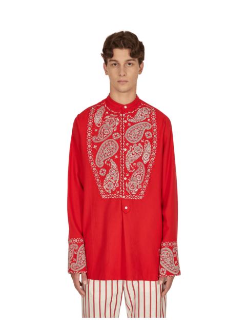 WALES BONNER Menelik Embroidered Shirt Red