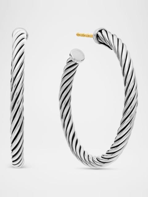 DAVID YURMAN Sculpted Cable Hoop Earrings in Silver, 3mm, 1"L