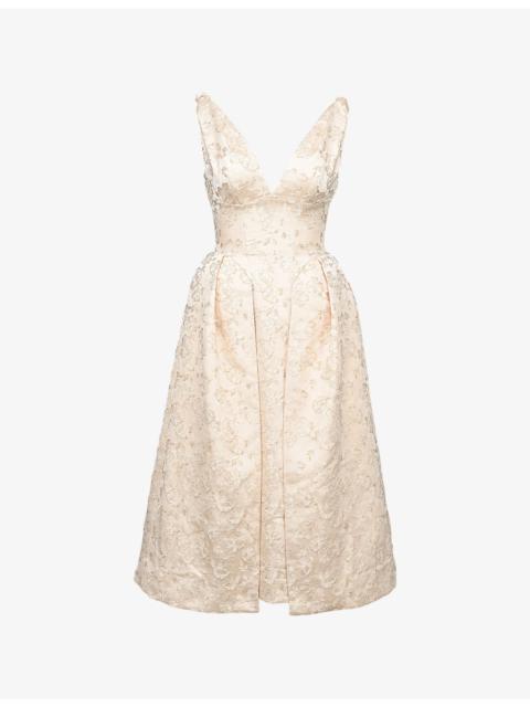 House of CB Paloma pleated satin midi dress