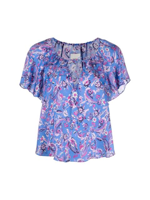 floral-print short-sleeve blouse