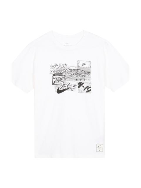 Nike 나이키 남자의 운동복 나이키 공기 최대 만화 인쇄 짧은 소매 백색 BV7584-100