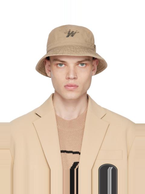 We11done Beige WD One Logo Bucket Hat