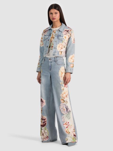 Alice + Olivia CHLOE EMBROIDERED DENIM JACKET