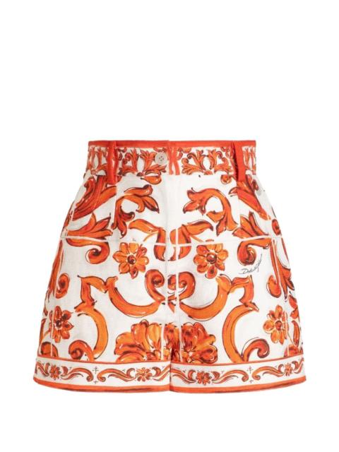 Dolce & Gabbana Majolica-print mat Bermuda shorts