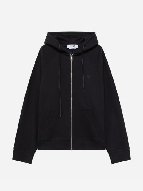 MSGM Cotton piqué hooded sweatshirt with zip