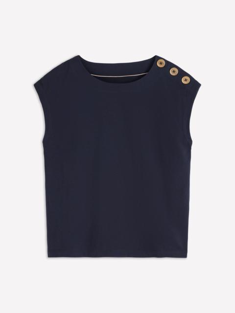 BODEN Button Detail T-Shirt-Navy