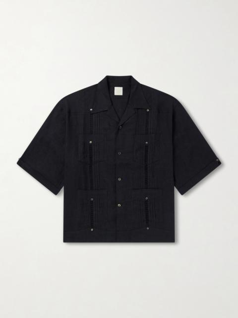 Kapital Camp-Collar Pleated Linen Shirt