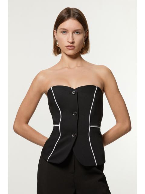 KAREN MILLEN Tailored Contrast Tipped Stitch Detail Bandeau Waistcoat