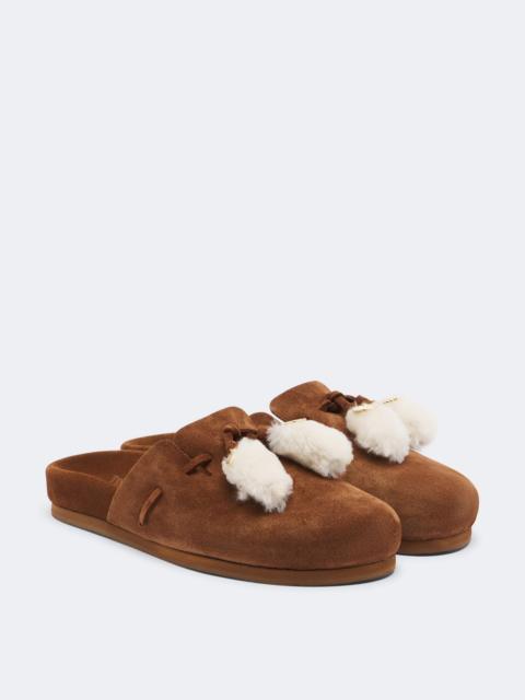 ANCIENT GREEK SANDALS Lasi shearling-trimmed suede mules