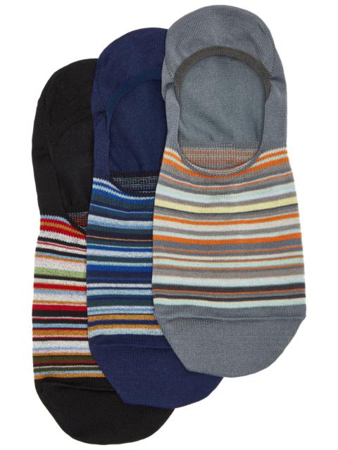 Striped cotton-blend trainer socks - set of three
