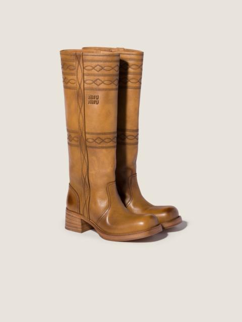 Miu Miu Embroidered leather boots