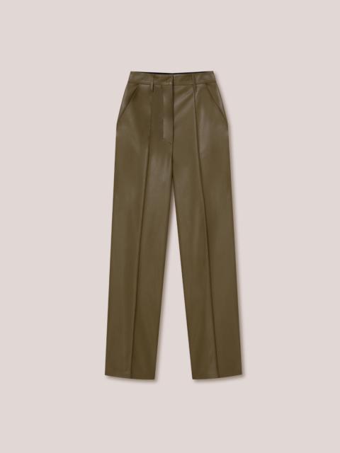 LUCEE - Vegan leather straight-leg trousers - Olive