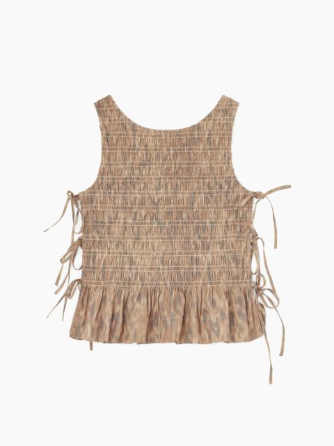 GANNI SMOCK TOP IN PRINTED STRETCH