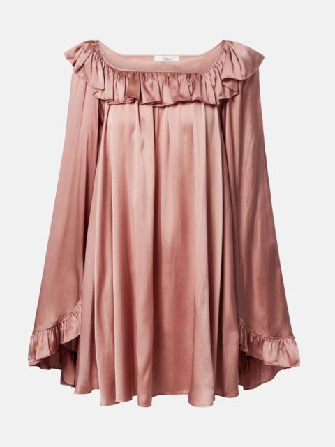 Chloé Ruffled silk satin minidress