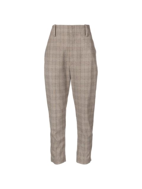 check-print tapered trousers