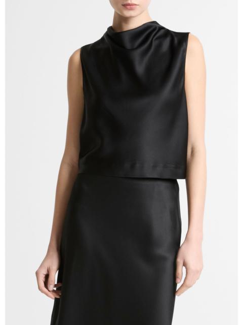 Vince Satin Cropped Cowl-Neck Top