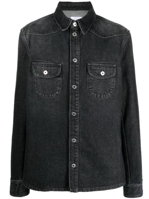 embroidered-logo denim shirt