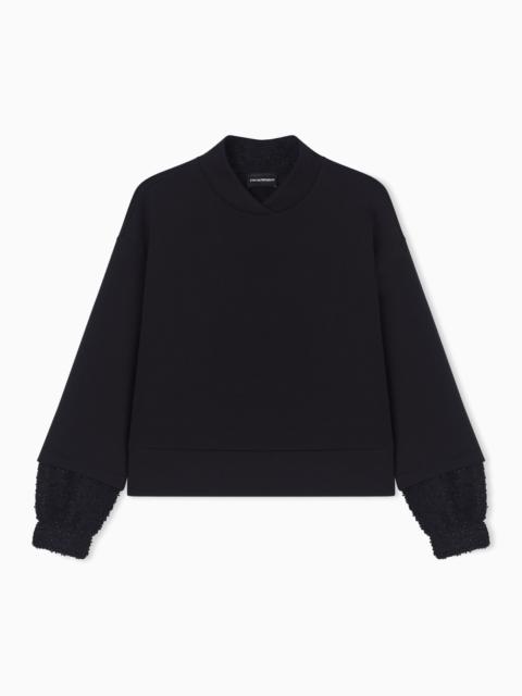 EMPORIO ARMANI LUNAR NEW YEAR DOUBLE-JERSEY SWEATSHIRT WITH TWEED DETAILS