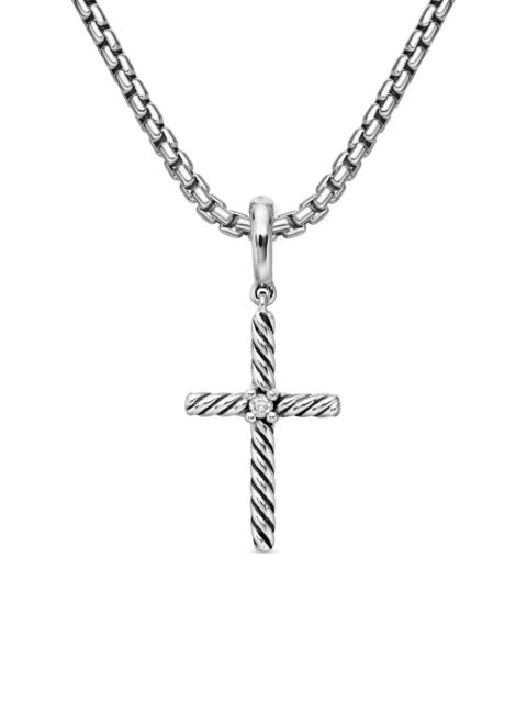 DAVID YURMAN Women's Classic Cable Cross Pendant in Sterling Silver with Center Diamond, 24mm - Diamond