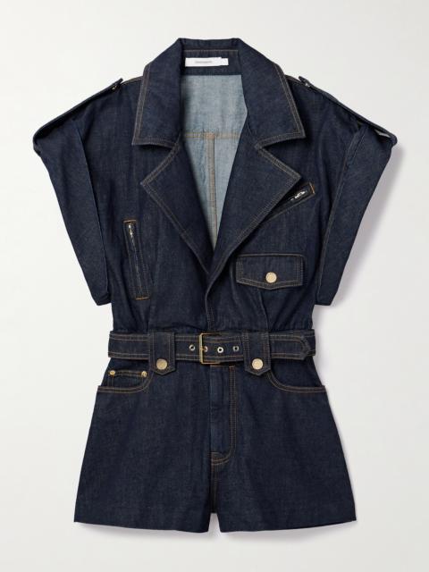 Zimmermann Crush Belted Denim Playsuit