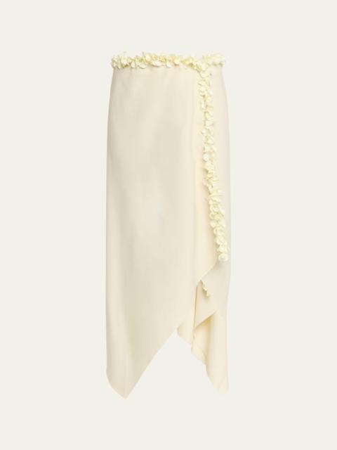 diotima Darliston Embellished Asymmetric Linen Midi Skirt