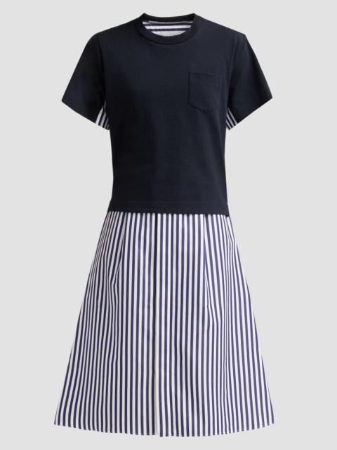 sacai Women's Cotton Poplin T-Shirt Midi Dress - Navy Stripe