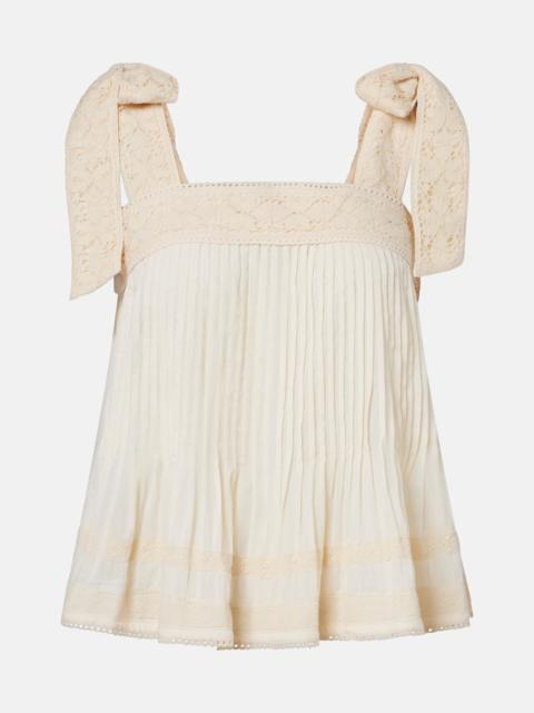 juliet dunn Lace-trimmed cotton top