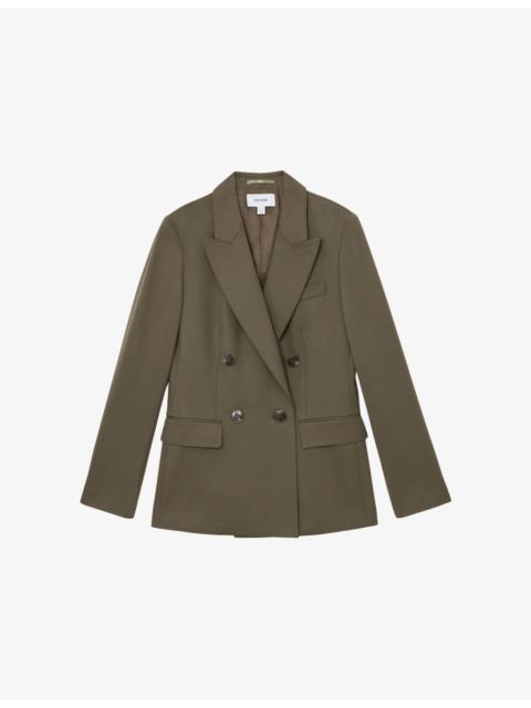 REISS Solene Peak-Lapel Double-Breasted Stretch Wool-Blend Blazer