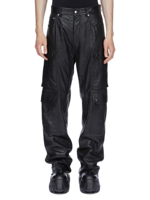 Rick Owens Black Temple Geth Leather Cargo Pants