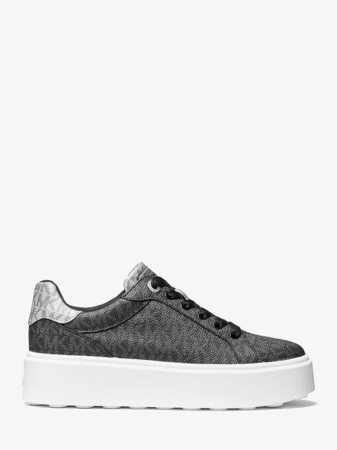 MICHAEL KORS Romey Metallic Two-Tone Signature Logo Platform Sneaker