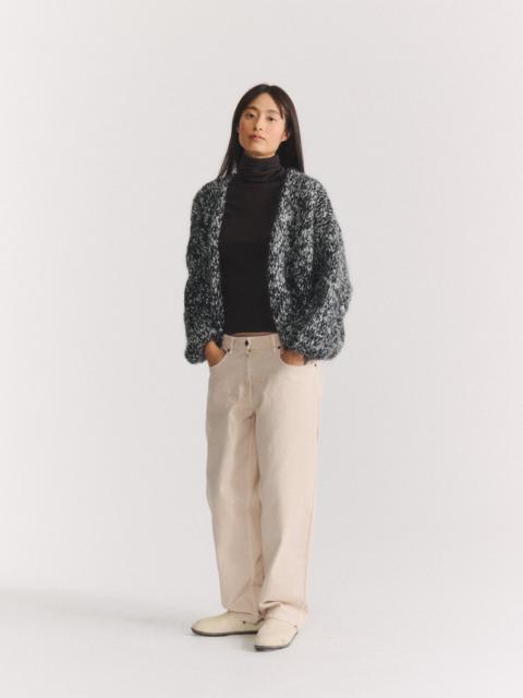CASEY/CASEY SHORT CARDIGAN - BLACK/PORCELAIN