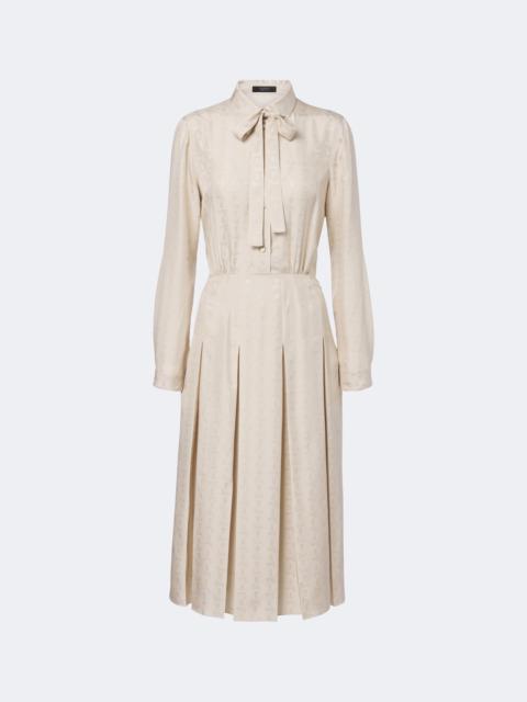 GUCCI Pleated tie-neck silk jacquard shirt dress