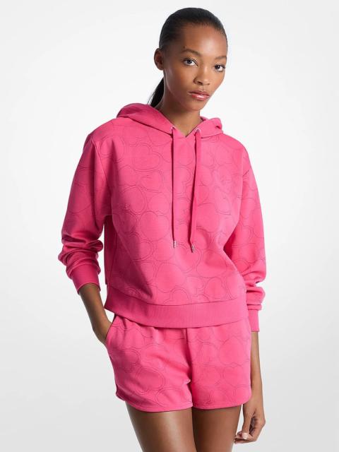MICHAEL KORS Heart Embroidered Cotton Blend Hoodie