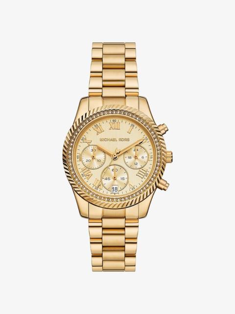 MICHAEL KORS Mini Lexington Pavé Gold-Tone Watch