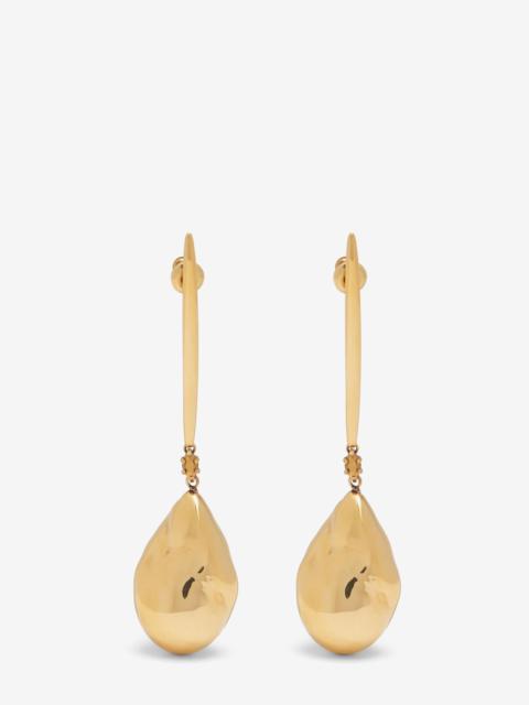 Women's Metal Pearl Stick Earrings in Antique Gold