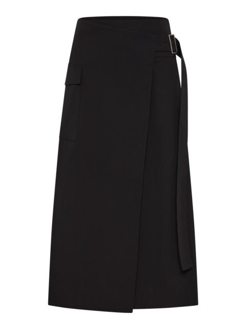 Utility Nylon-Cotton Maxi Wrap Skirt black