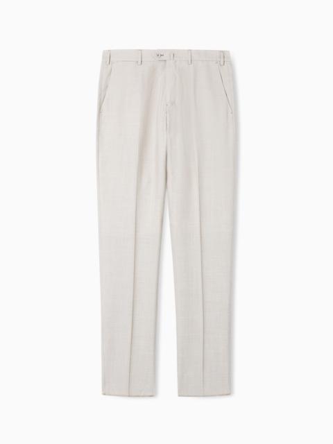 EMPORIO ARMANI TROPICAL LIGHT WOOL CANVAS TROUSERS