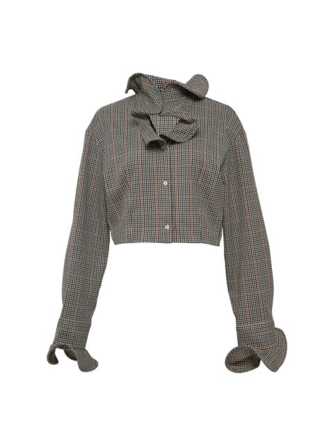 MSGM Camicia Ruffled Collar Cropped Blouse