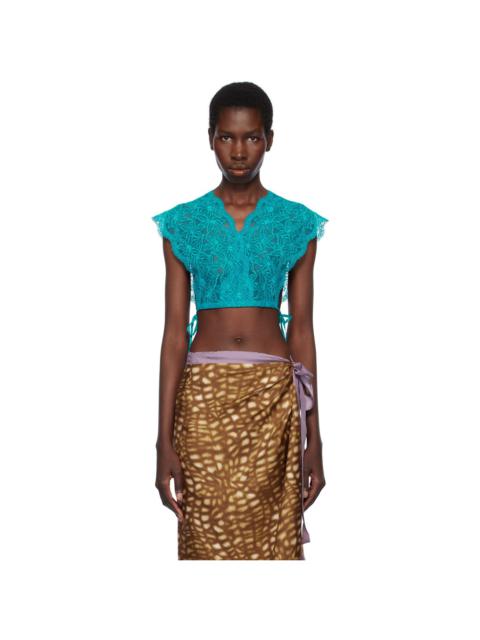 Dries Van Noten Blue Lace Crop Top