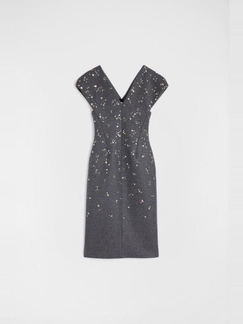 Jil Sander Melange Wool Embroidered Dress