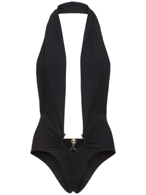 Halter neck one piece swimsuit