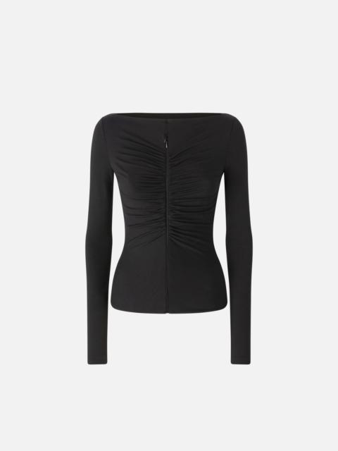 PINKO SLIM-FIT SWEATER WITH ZIP AND GATHERING AT THE FRONT