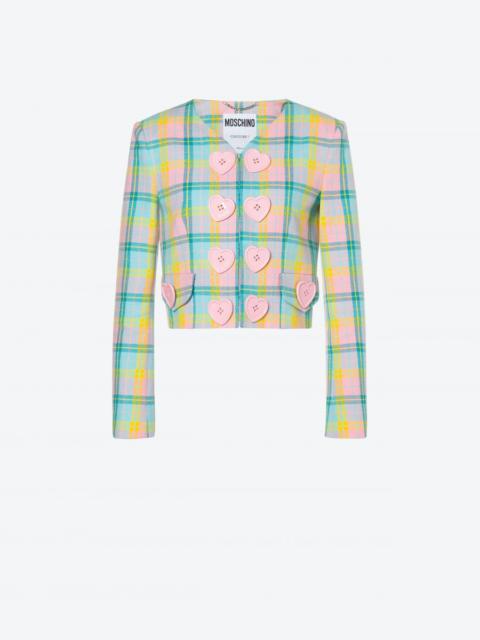 Moschino HEART BUTTONS CHECK COTTON JACKET