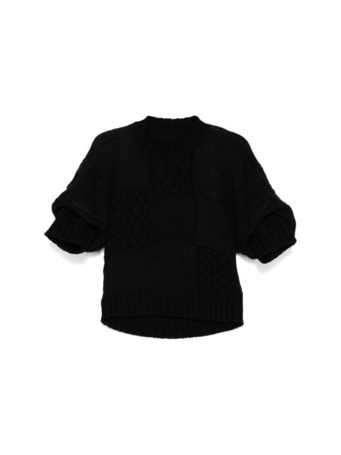 short-puff-sleeves knitted top