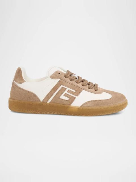 Balmain Swan Low-Top Leather &amp; Suede Sneakers