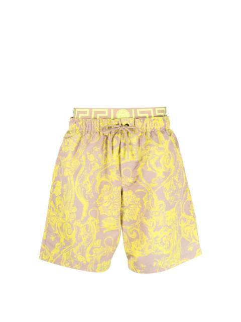 Barocco print layered swim shorts