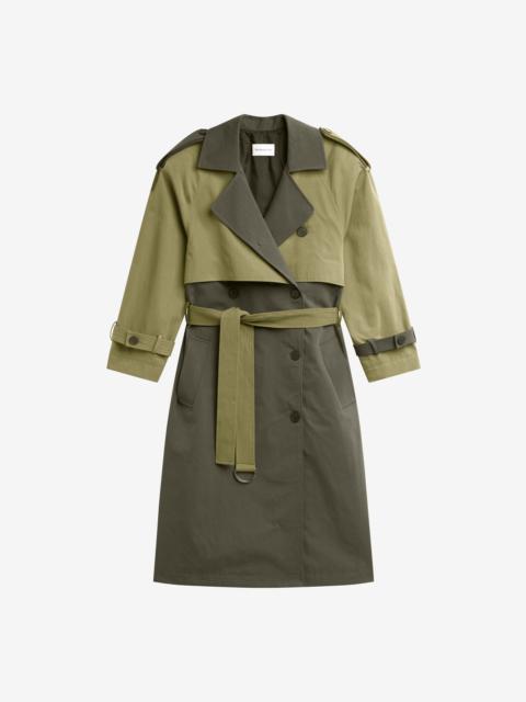 The Frankie Shop Nesso Two-Tone Trench Coat - Green Combo