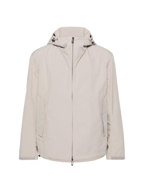 gabardine-weave hooded jacket