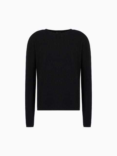 GIORGIO ARMANI CHEVRON VIRGIN WOOL, CREW-NECK JUMPER